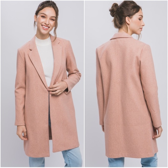 029 Classic Mauve Open Front Jacket Coat Blazer - Picture 3 of 3